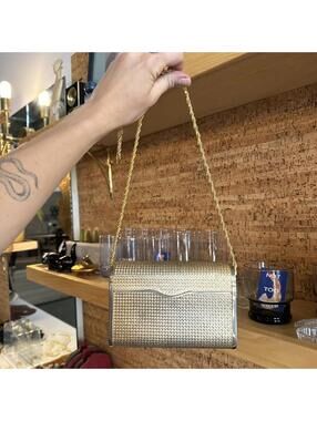 Vintage Yvonne Boutique Vintage Gold Metal Bag Madison New York Italy Clutch